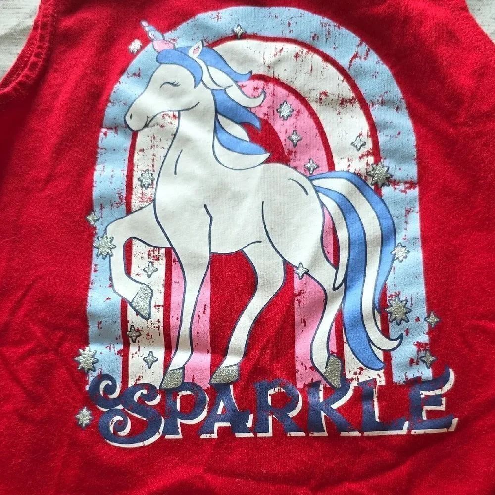 Sparkle Red Unicorn Tank Top for Kids - Picture 3 of 4